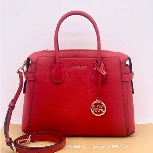 Michael Kors Mercer Satchel Crossbody Bright Red